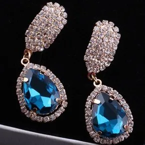 Роскошные серьга кристалл камень Чешский Бурение мотаться падение серьги для
