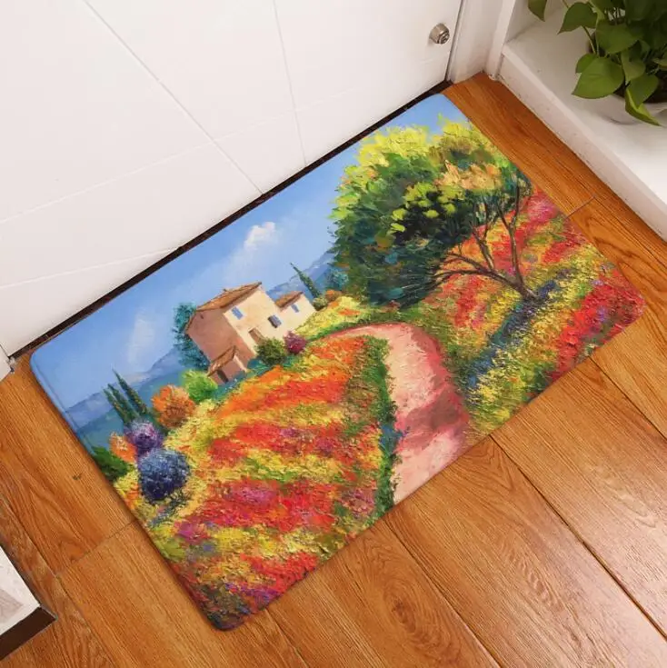 Напольный коврик винтажная роспись замшевый дверной домашний декор уличный