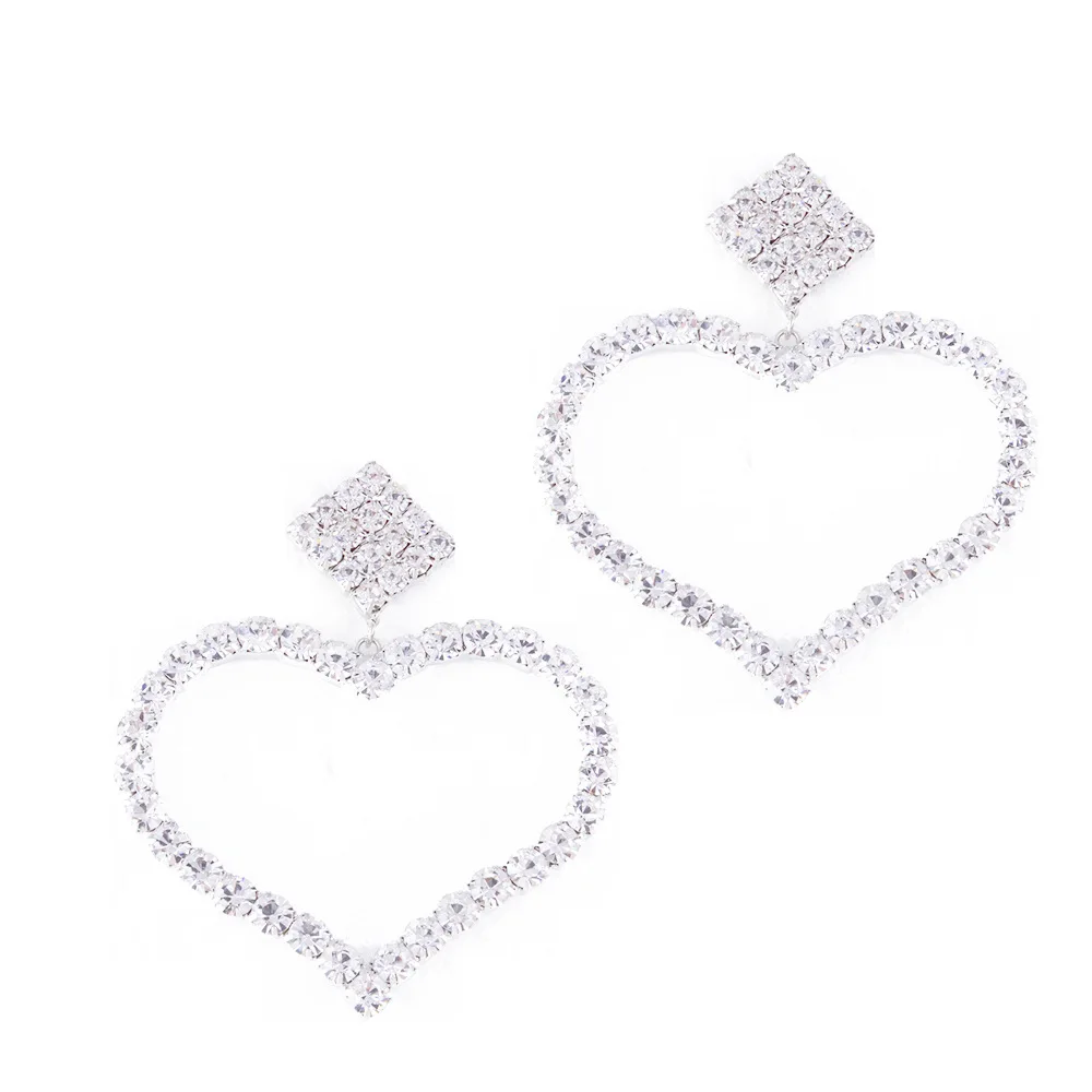 Люкс Полный Кристалл Rhinestone Сердце Любовь падение серьги для женщин золото