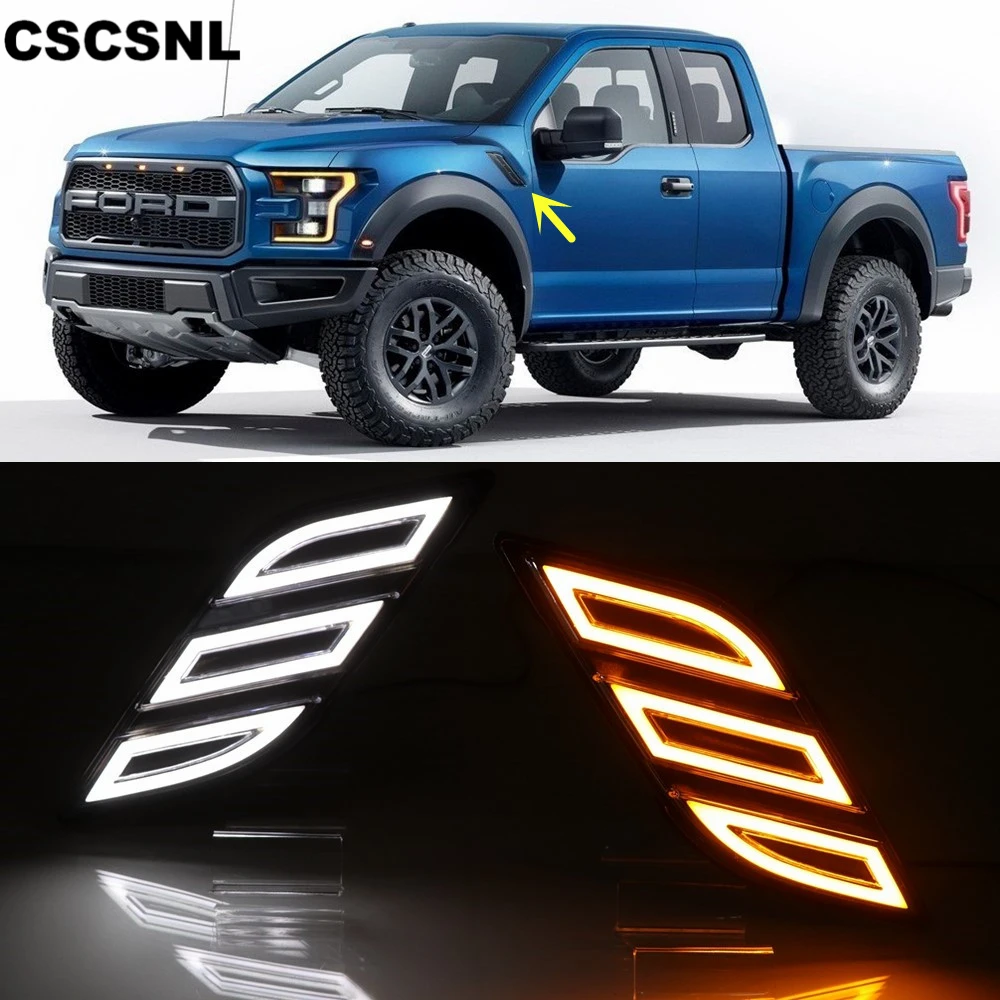 Cscsnl 2 шт. Автомобильная фара крыла для ford Raptor F150 светодиодный фары дневного света Поворотная сигнальная лампа 12 V DRL боковые лампы