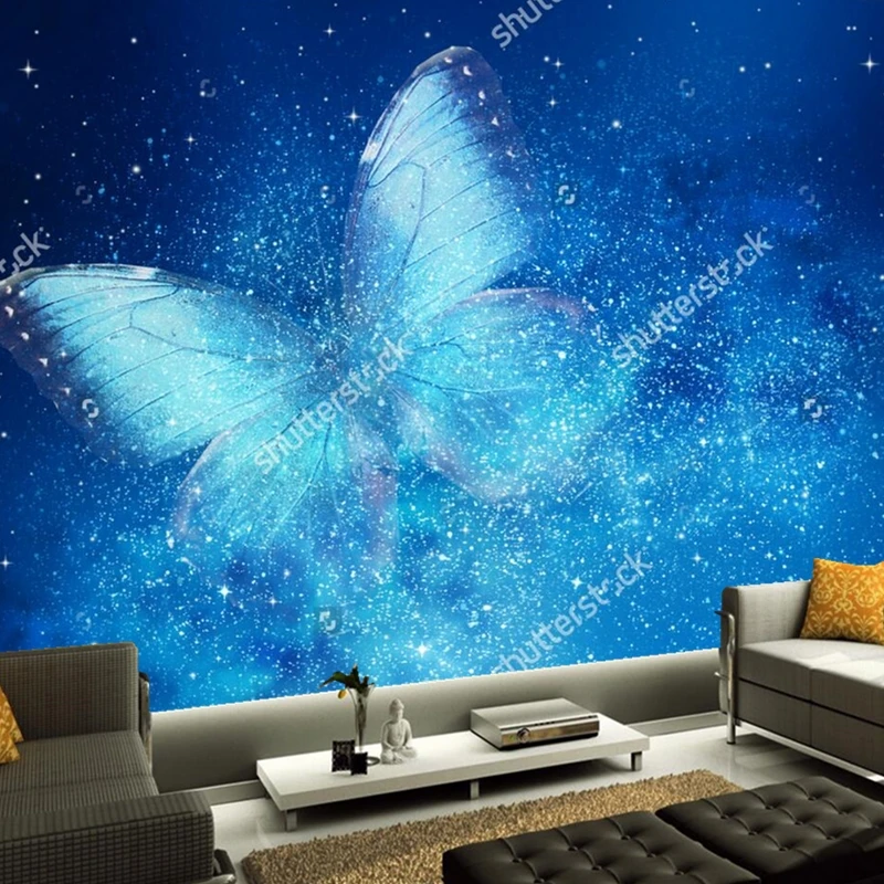

Universe wallpaper, stars and butterfly,3D modern landscape for bedroom living room hotel ceiling background silk wallpaper