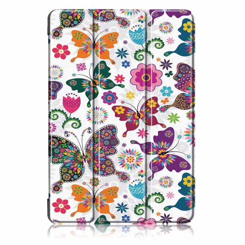 Colorful butterfly Магнитный кожаный чехол-подставка с принтом для huawei MediaPad T5 10 AGS2-W09 AGS-L09 Honor Pad 5 10,1 дюймов, чехол для планшета+ пленка+ ручка - Цвет: Colorful butterfly