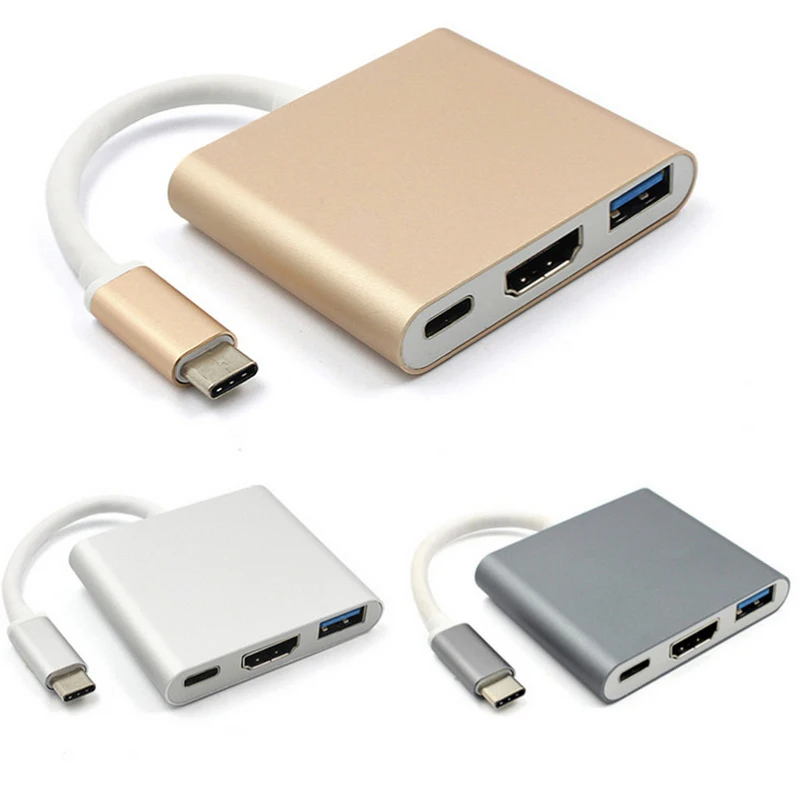 USB C концентратор 3 в 1 док станция устройство для чтения карт памяти HDMI адаптер RJ45