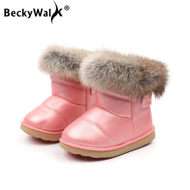 Детские зимние ботинки BeckyWalk для девочек детская обувь мальчиков теплая плюшевая
