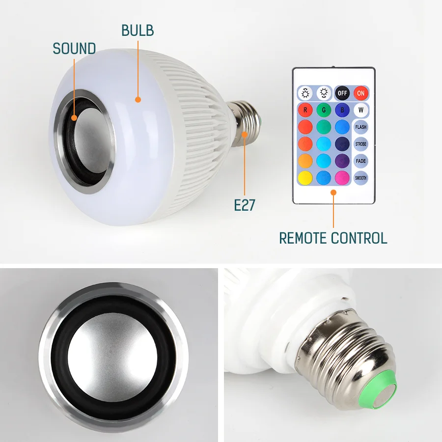 E27 светодиодный Bluetooth пульт дистанционного управления музыкальная лампа RGB 10 Вт