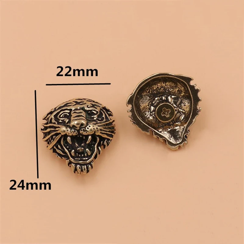 5 шт. твердые латунные заклепки с изображением головы тигра|Заклепки для одежды| |