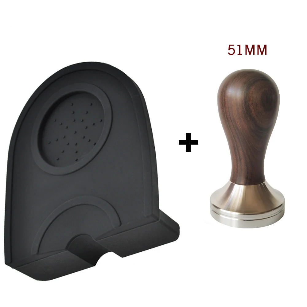 Brown51 304 Нержавеющая сталь Кофе вскрытия силиконовой Кофе вскрытия коврик кофеварка для приготовления эспрессо на Non-Slip эластичный угловой коврик инструмент 49/51/53/58 мм - Цвет: Brown51