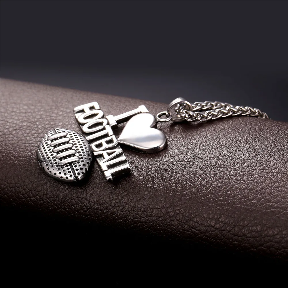 Я люблю футбольные Подвески с золотой цепочкой унисекс ожерелья и подвески для