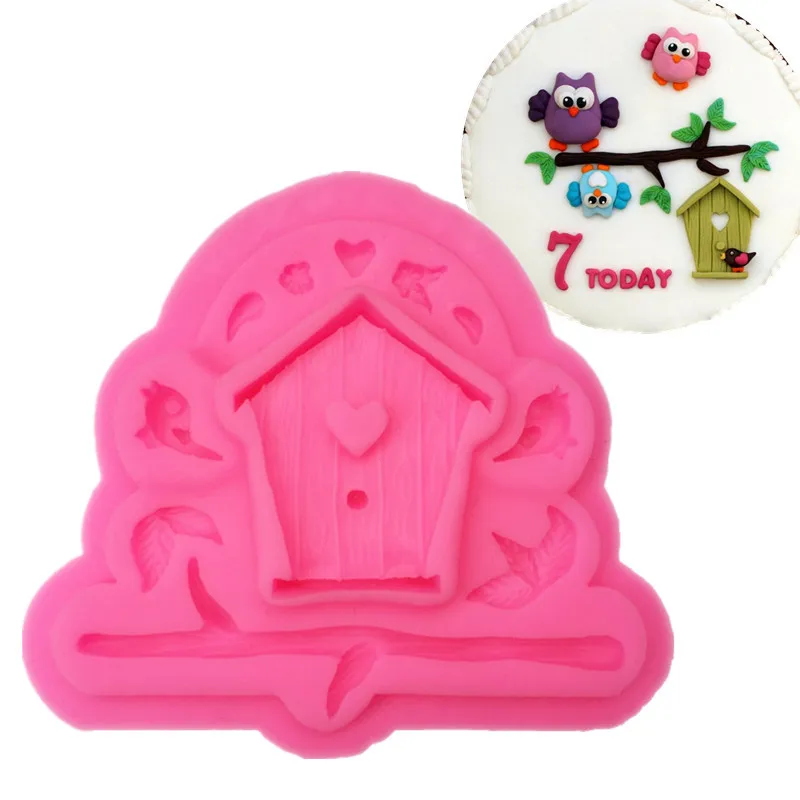 3D Силиконовая Форма Sugarcraft Bird house силиконовая форма для украшения торта