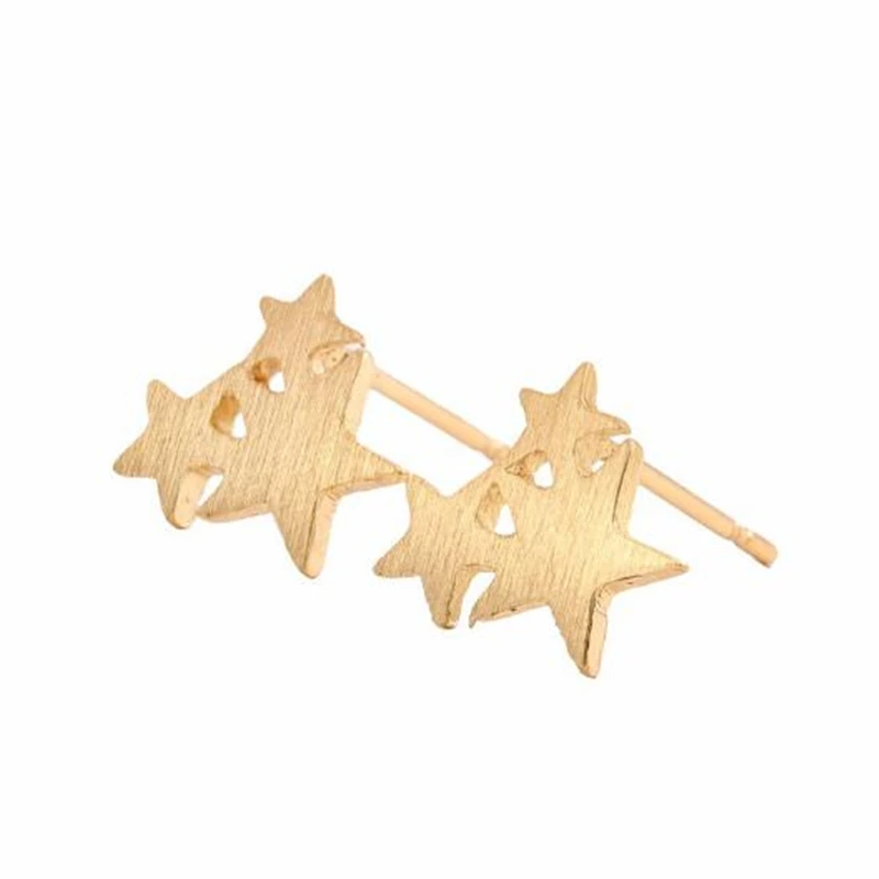 Простые изящные милые золотые ананасовые красивые серьги-гвоздики с фруктами