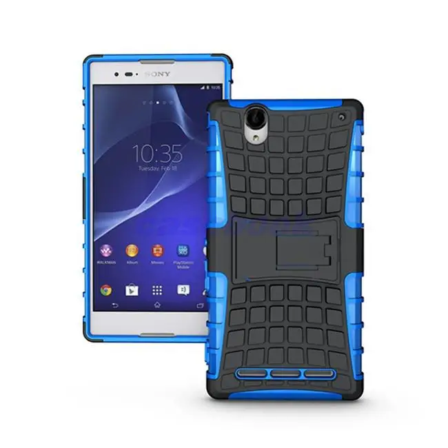 ZJ Для Xperia T2 Ультра Случае Heavy Duty Сильный Силиконовый Чехол Sony Ultra Стенд Броня