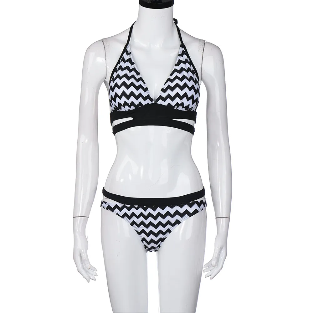 2019 сексуальный комплект бикини купальный костюм с бантом женский черно белый
