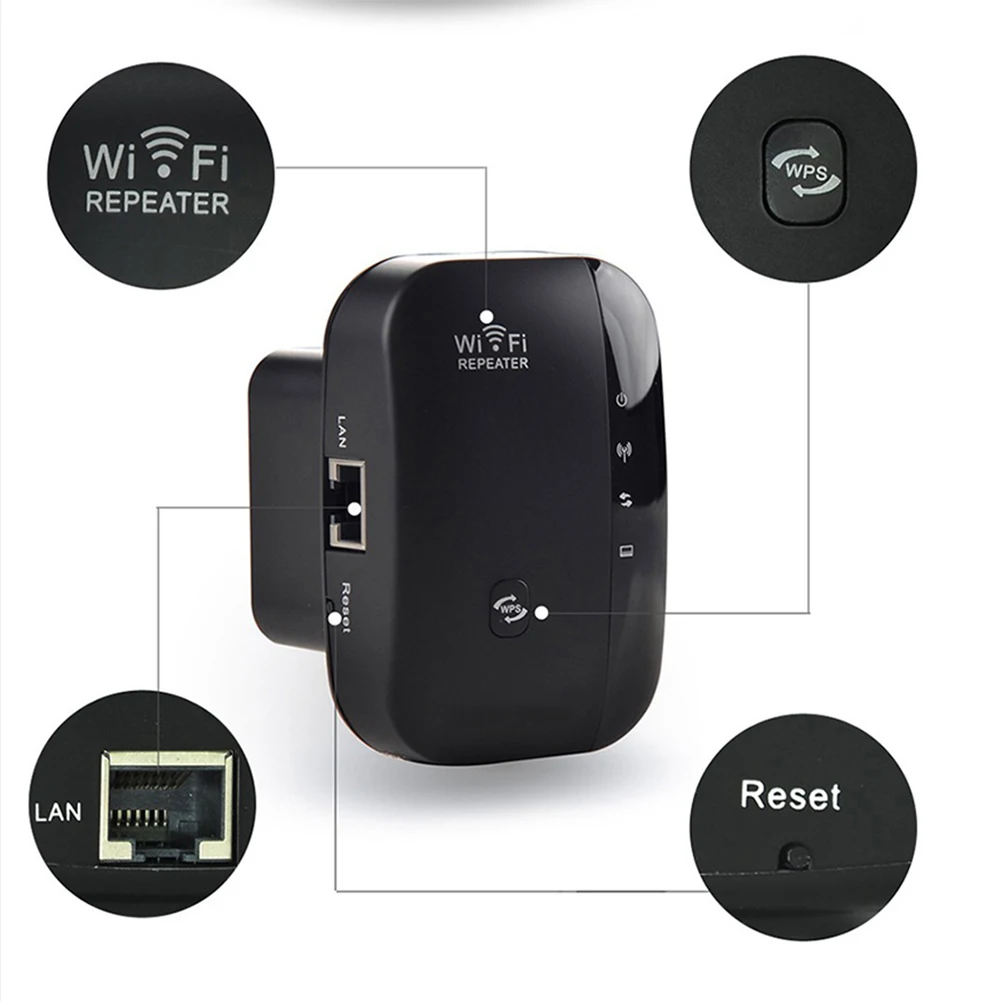 Офисный WIFI ретранслятор с вилкой усилитель сигнала высокая скорость 300 Мбит/с