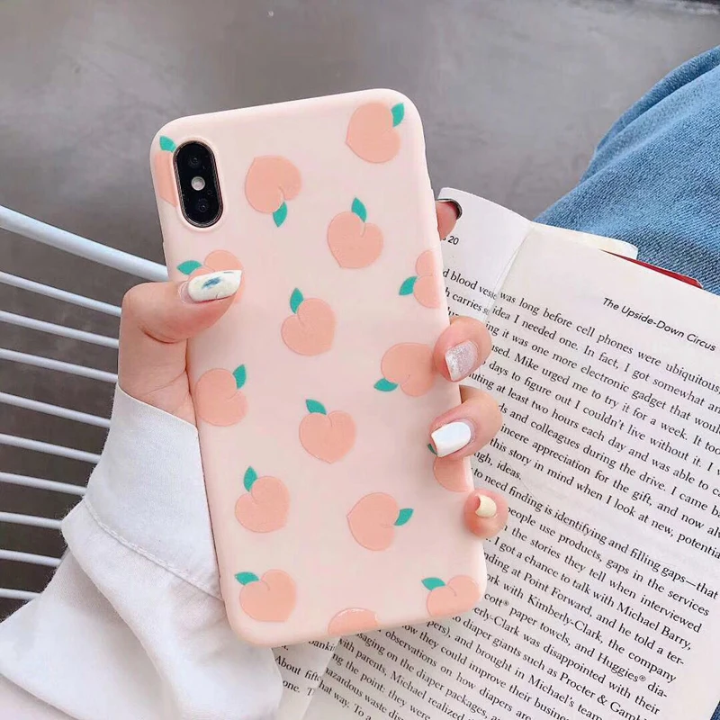 Летние чехлы с фруктами авокадо и персиком для iphone XR, милые чехлы для телефонов с буквами для iphone XS Max 6 6S 7 8 Plus, мягкая задняя крышка из ТПУ