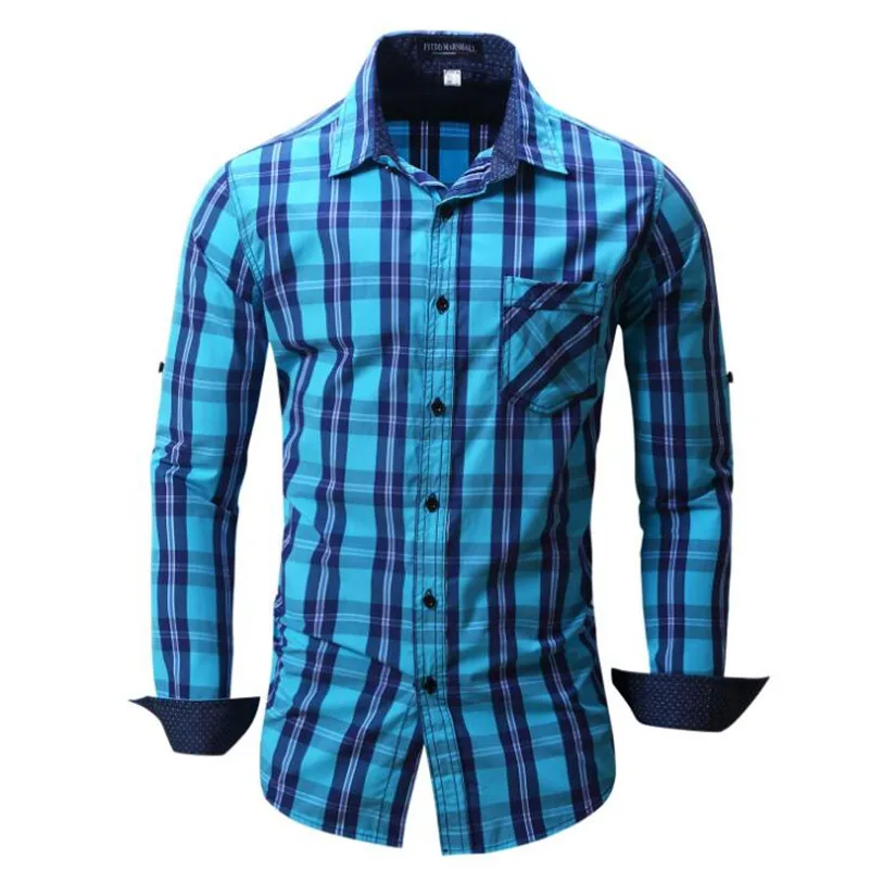 Camisa masculina 2017 Мужская Мода Рубашки в клетку Повседневная рубашка с длинным рукавом