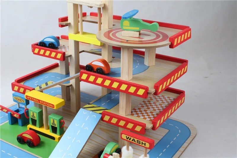 Новые деревянные детские игрушки большой стиль имитация деревянная парковка