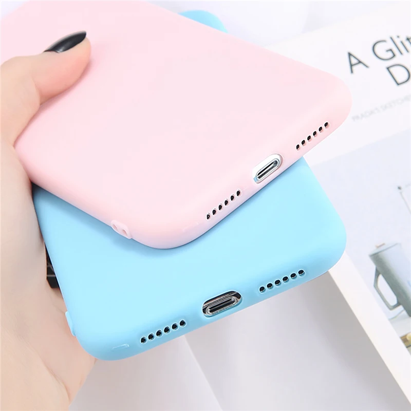 Lovebay Phone Case For iPhone 5 5s SE 6 6s 7 8 Plus X XR XS Max Fashion Candy Color Simple Solid Soft TPU |
