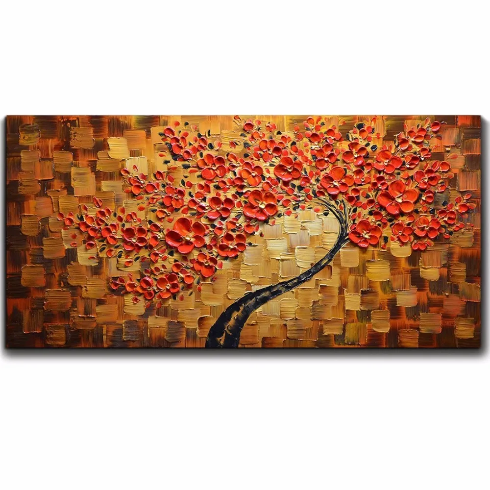 Hand-painted Modern Oil Painting on Canvas Palette knife Colorful 3D Flowers Paintings House living room Decor Wall Art Picture | Дом и сад