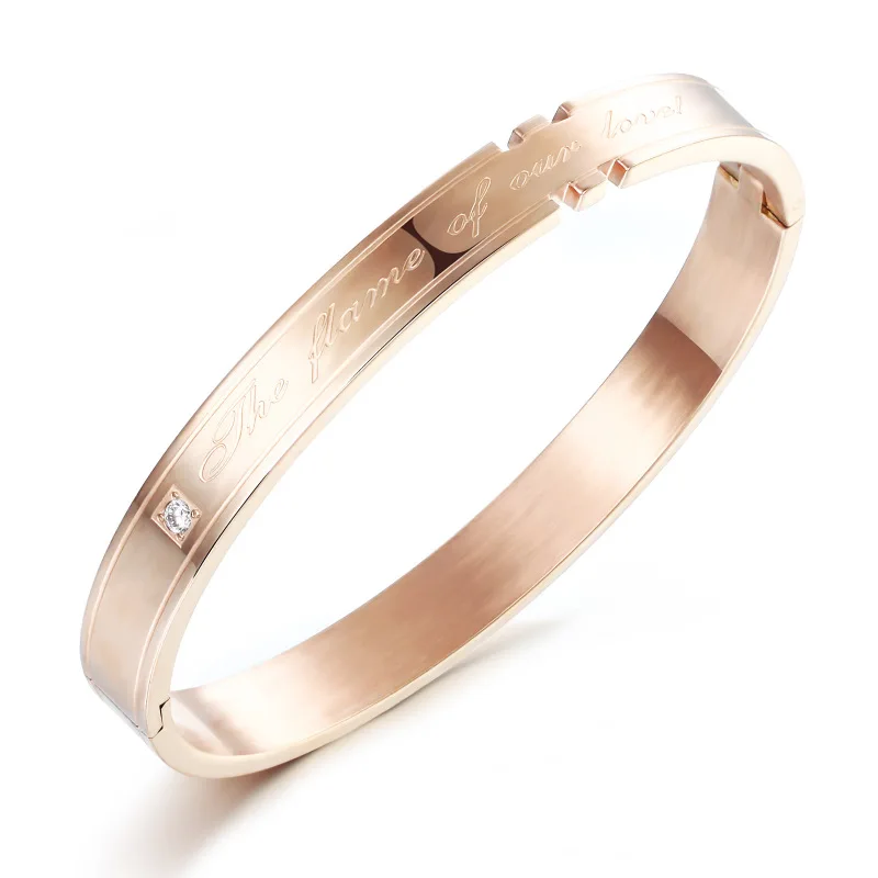 

Titanium steel bracelet, zircon couples bangles, valentine's day gifts, fashion jewelry wholesale