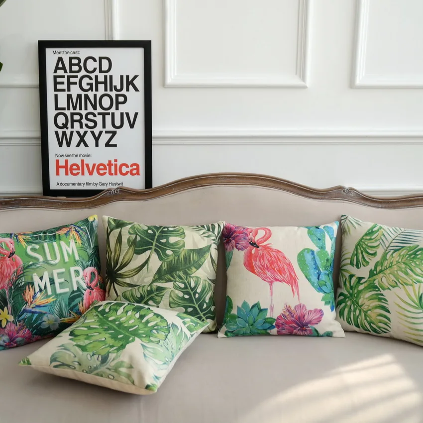 Фламинго суккуленты пальмовое дерево цифровой печати наволочки Американский