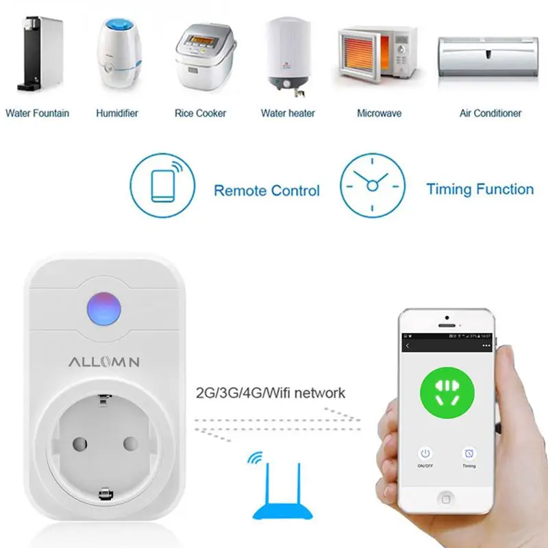Wi-Fi Разъем питания для бытовой техники умный таймер переключатель дистанционного управления приложение управление Совместимо с Amazon Echo