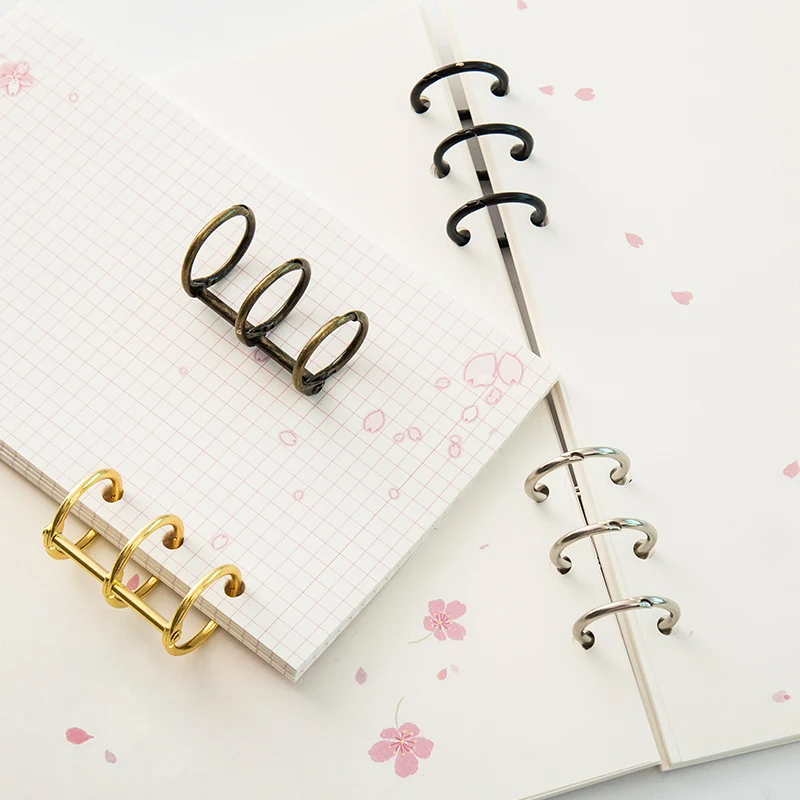 Metal Plated Loose Leaf Book Binder Hinged Ring Binding Rings Nickel Desk Calendar Circle 3 rings For Card Key Album