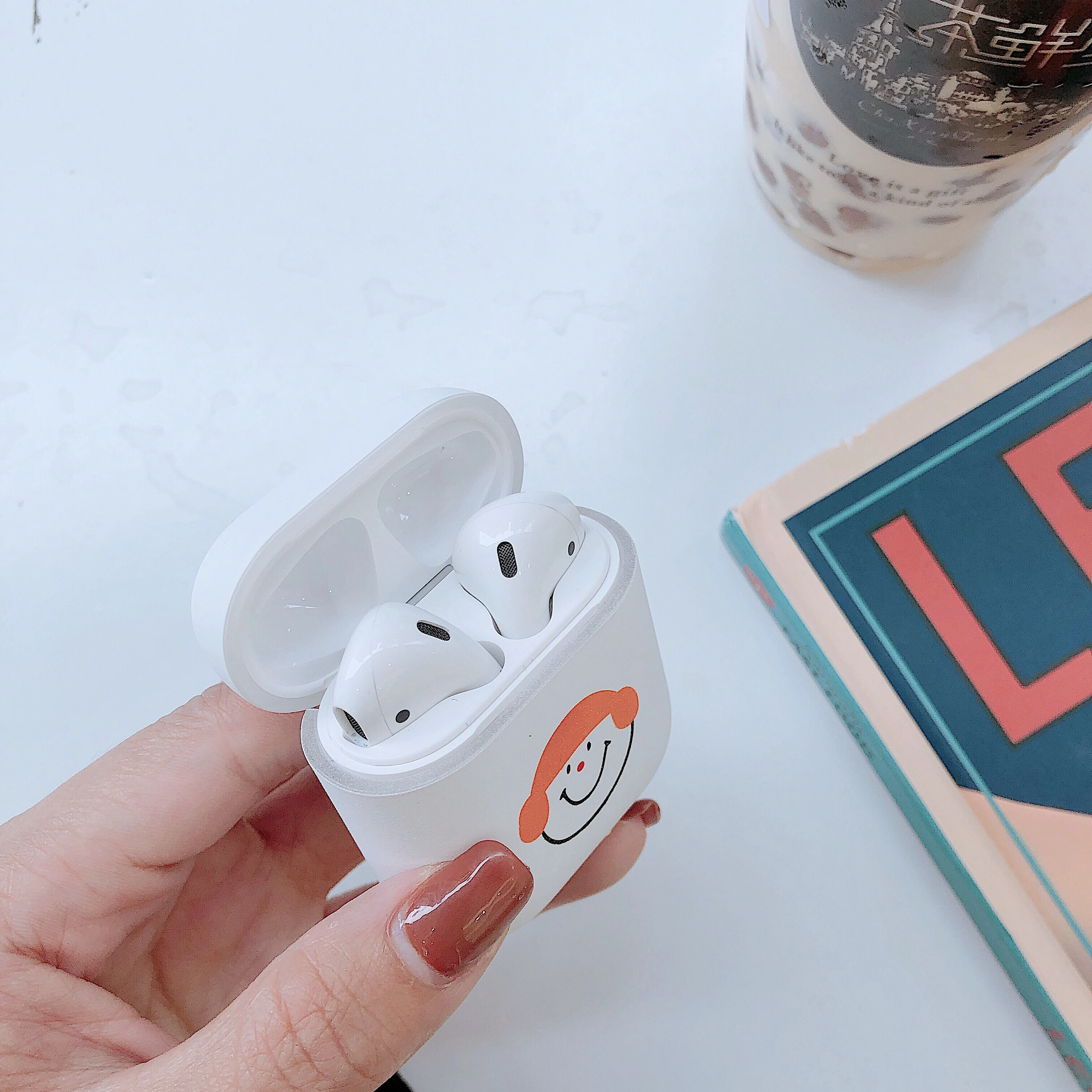 Милый простой мультяшный чехол с улыбкой для Airpods Жесткий ПК беспроводной Bluetooth