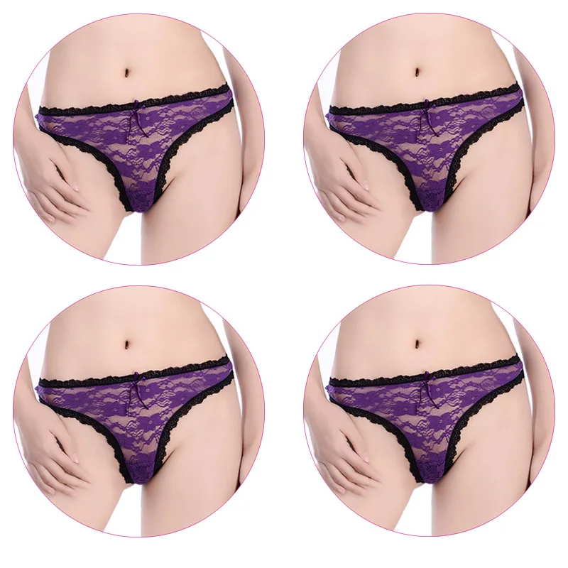 4Pcs-Purple 4 шт./упак. стринги Для женщин кружевные стринги женские сексуальные трусики-стринги Прозрачный Для женщин трусики, шорты для девочек, нижнее бельё для девочек - Цвет: 4Pcs-Purple