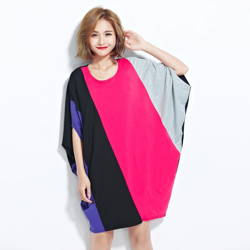 Летнее платье 2017 рукав &quotлетучая мышь&quot хлопок Для женщин Повседневное Платья