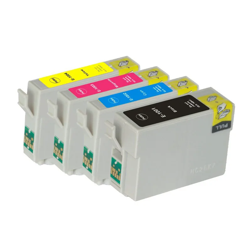 

Full Ink 4 PCS Ink Cartridge T1001 T1002 T1003 T1004 for Epson Stylus SX600FW B40W BX600F With chip