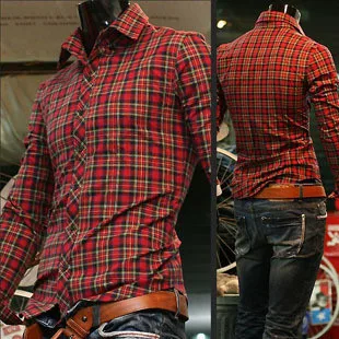 Запад мужские рубашки 2014 Новый дизайн Camisas Masculinas Мода красный решетки лучшие