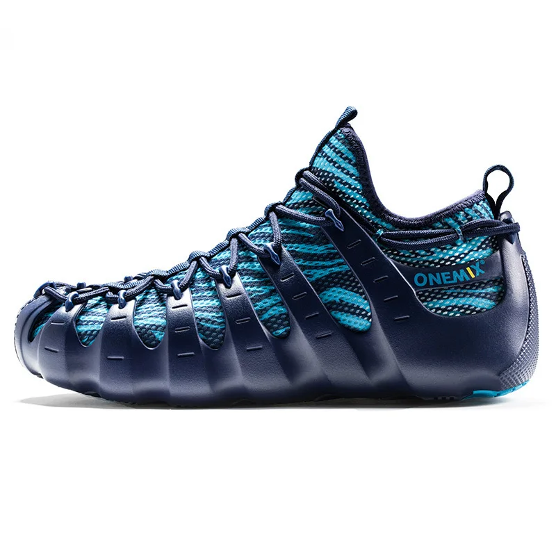 dark blue shoes ONEMIX Новые Мужчины Обувь Дышащая Обувь Ватные Сандалии Кроссовки зимние мужские мужская туфли off white кросовки кеды - Цвет: dark blue shoes