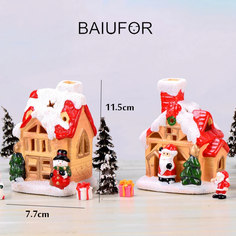 BAIUFOR миниатюрный дом Санты и вилла статуэтки для террариума Феи садовые