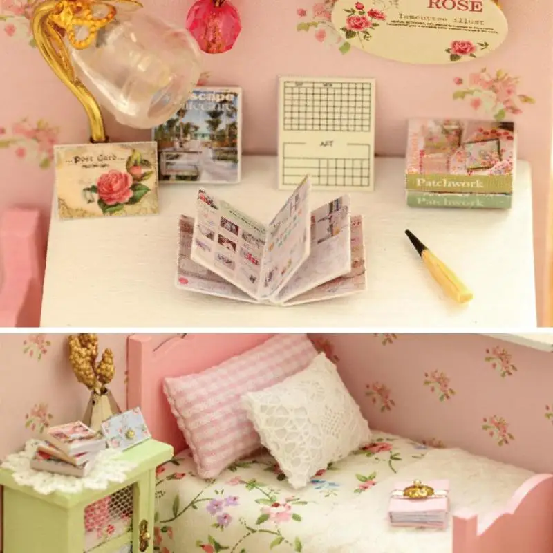 Мини DIY куклы игрушечные домики детские деревянные сборные модели мебель наборы подарок на день рождения Модель ручной сборки(Пылезащитная крышка