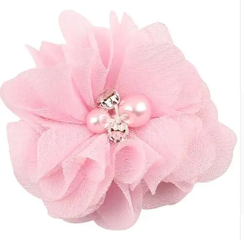 18 шт Pearl Rhinestone шифон цветы аксессуары для волос ручной работы букет цветы оформление нет заколки для оголовье T172