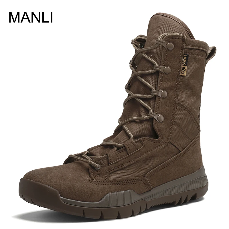 MANLI Для мужчин Пеший Туризм обувь черные военные Tactico сапоги Открытый кожаные