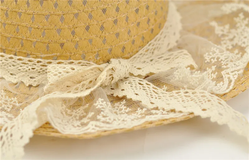 Летняя соломенная шляпа с кружевными полями sombrero floppy пляжная для женщин 5 видов