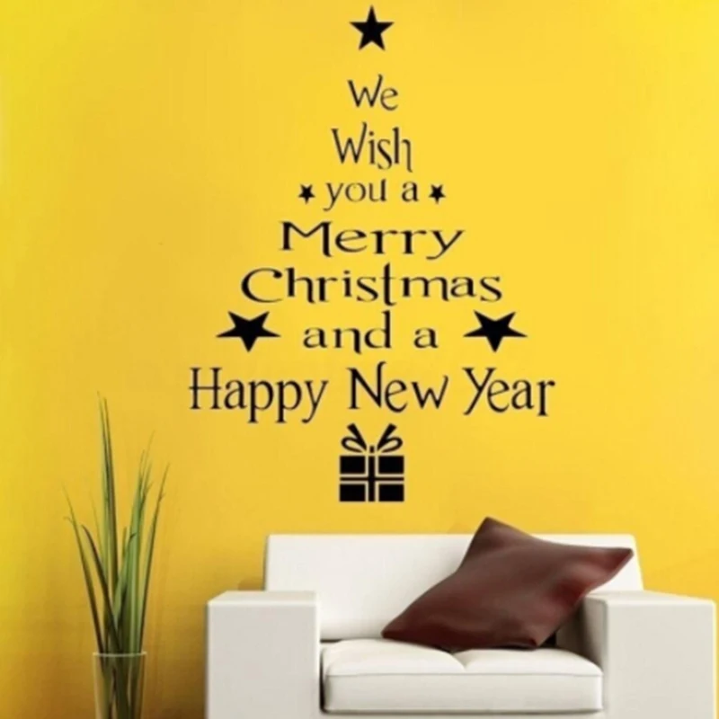 Рождественские Елочные водонепроницаемые ПВХ наклейки на стену съемные DIY