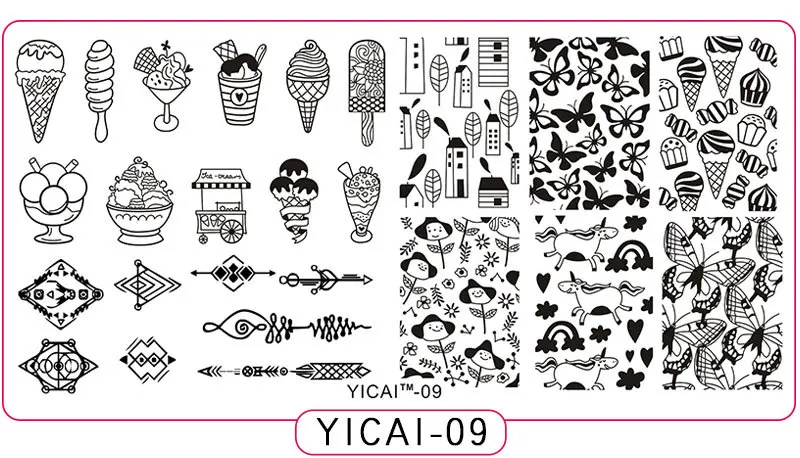 09 YICAI(1-40) серия-изображения пластины для штамповки ногтей трафарет шаблон металл различные фулкавер цветок 1 шт. изображение штамп пластины - Цвет: 09