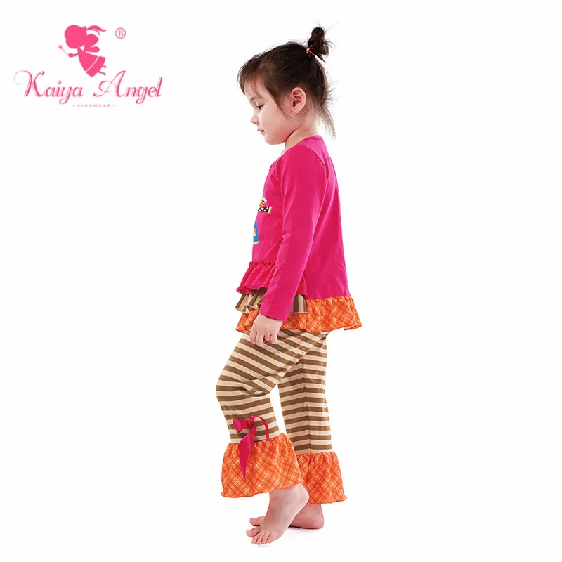 Kaiya Angel/2018 модные комплекты детской одежды для Хэллоуина розовые и красные топы с