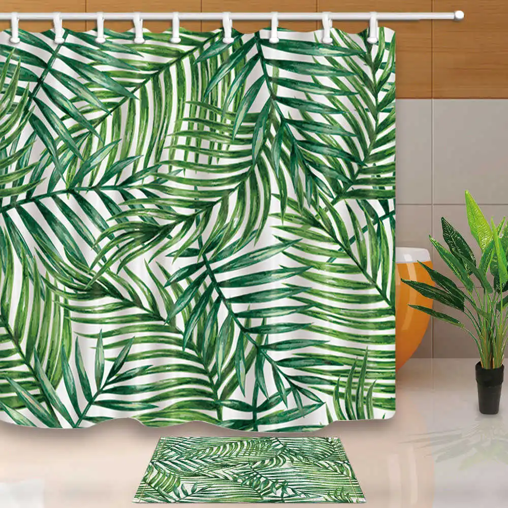 Домашний декор занавески для душа зеленые листья ванной современный простой