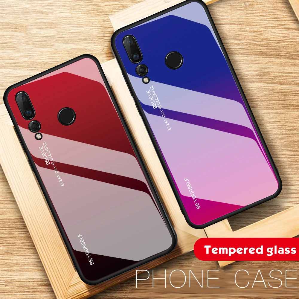 Градиент закаленное Стекло чехол для huawei P30 P20 lite рro Коврики 10 20 pro Honor 9 P Smart 2019 8X Nova