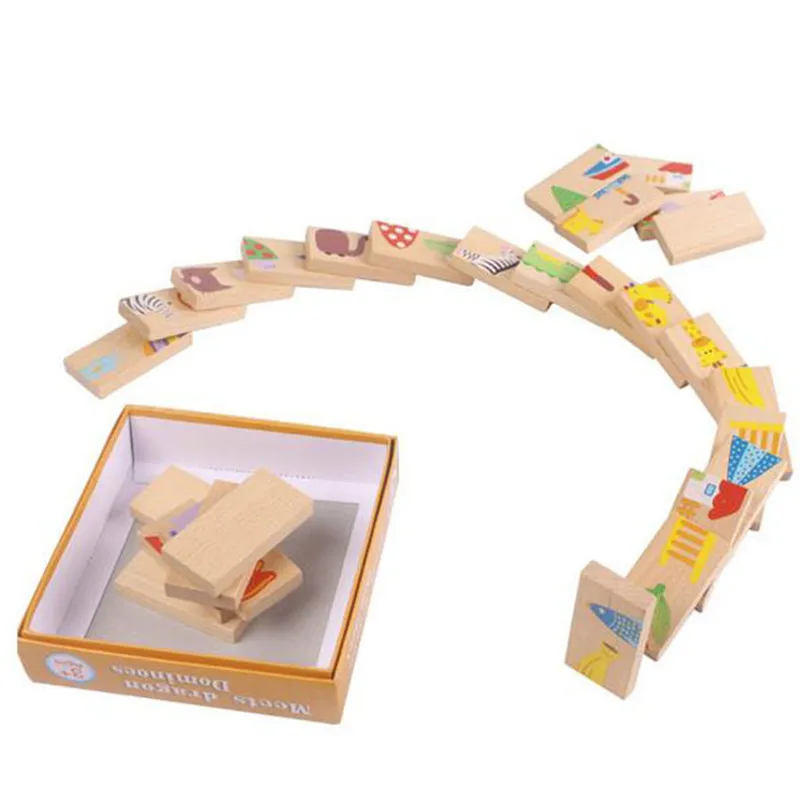 28 шт./компл. детский домино с животными игрушечные блоки безопасный деревянный