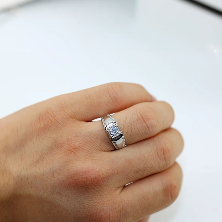 Кольцо из стерлингового серебра 925 пробы с искусственным бриллиантом ААА мужское