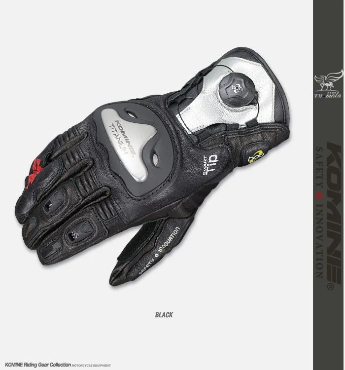 GK166 Komine мотоциклетные перчатки с защитой от падения Натуральная кожа титановый сплав длинные дизайнерские перчатки для езды 3 цвета