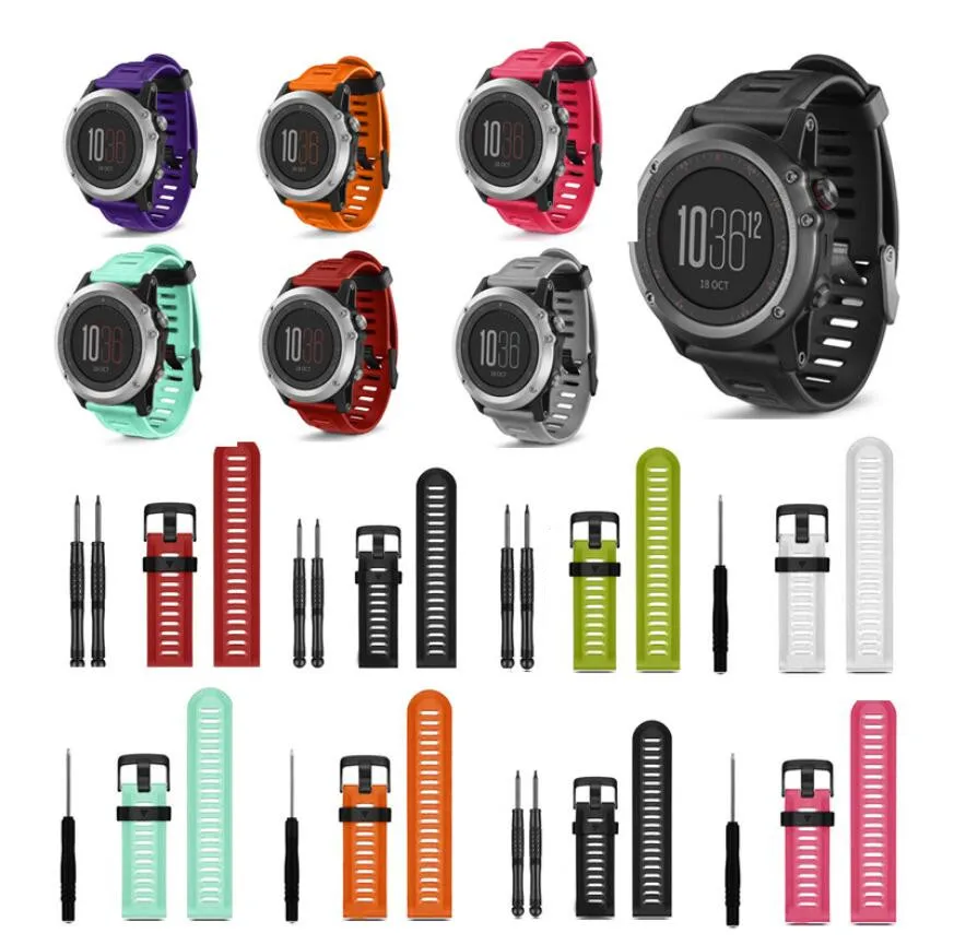 50 штук ремешков для часов 26 мм, мягкая силиконовая замена ремешка для часов с инструментами для Garmin Fenix 3, новый дизайн модных спортивных ремешков.