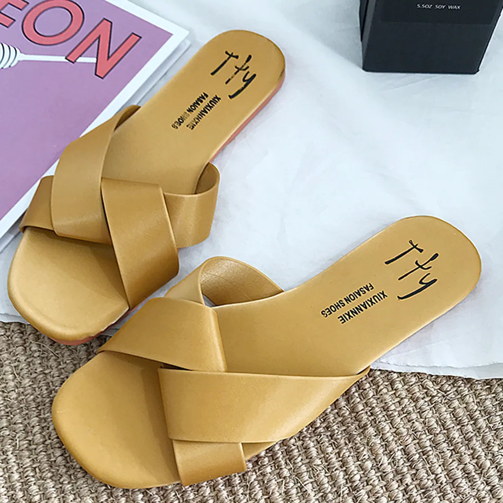 Женские шлепанцы на плоской подошве JAYCOSIN римские сандалии с перекрестными