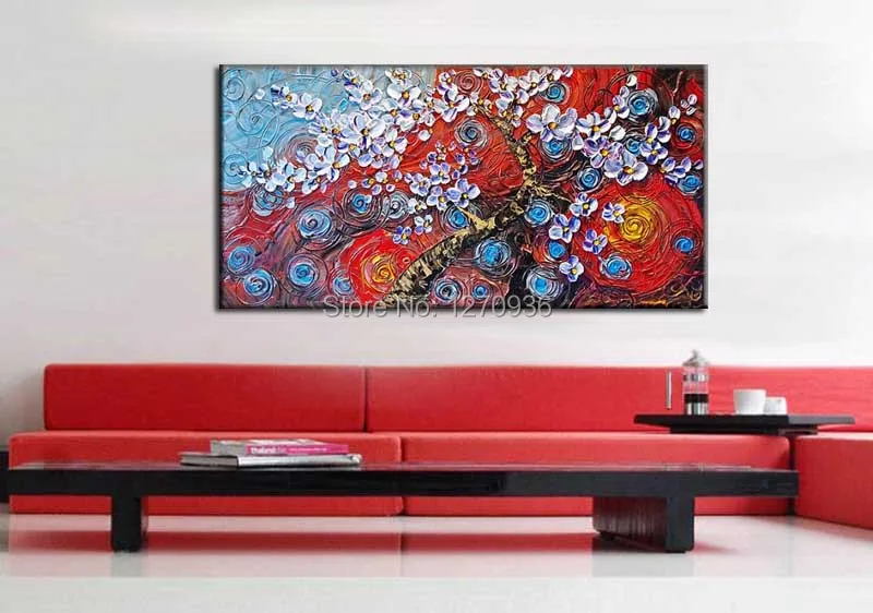 Лидер продаж Картина на холсте с ножом цветами для домашнего декора ручная