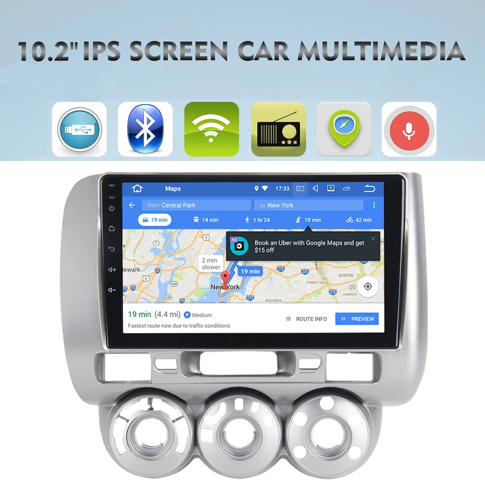 Автомобильная магнитола 1 Din для Honda Jazz Fit Multimedia 2002 2003 2004 2005 2006 2007 2008 Android 9 0 &quotIPS