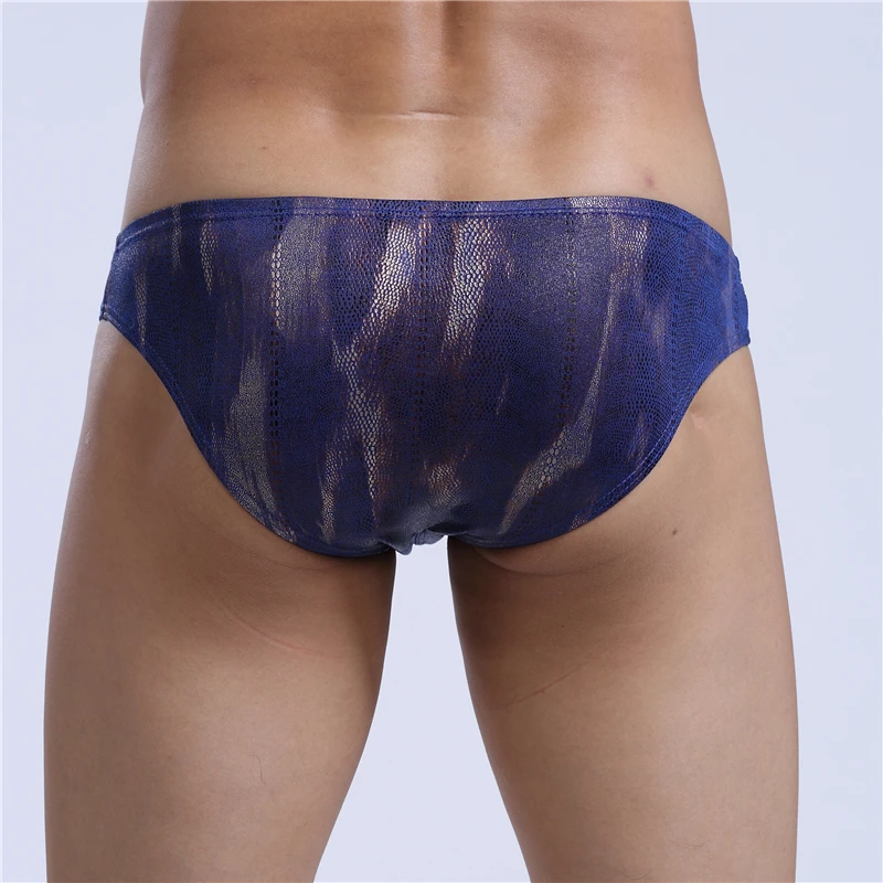 Мужские трусы брифы из спандекса AIIOU черные дышащие слипы с принтом в виде змеи